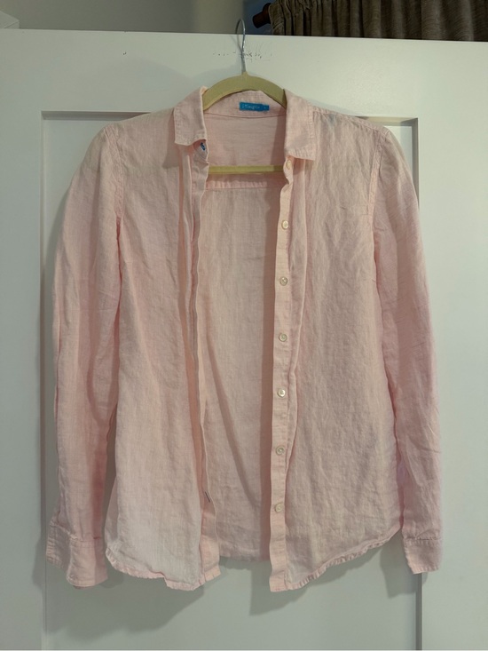 J. McLaughlin Tops - J. McLaughlin Pale Pink Linen Button-Down Shirt